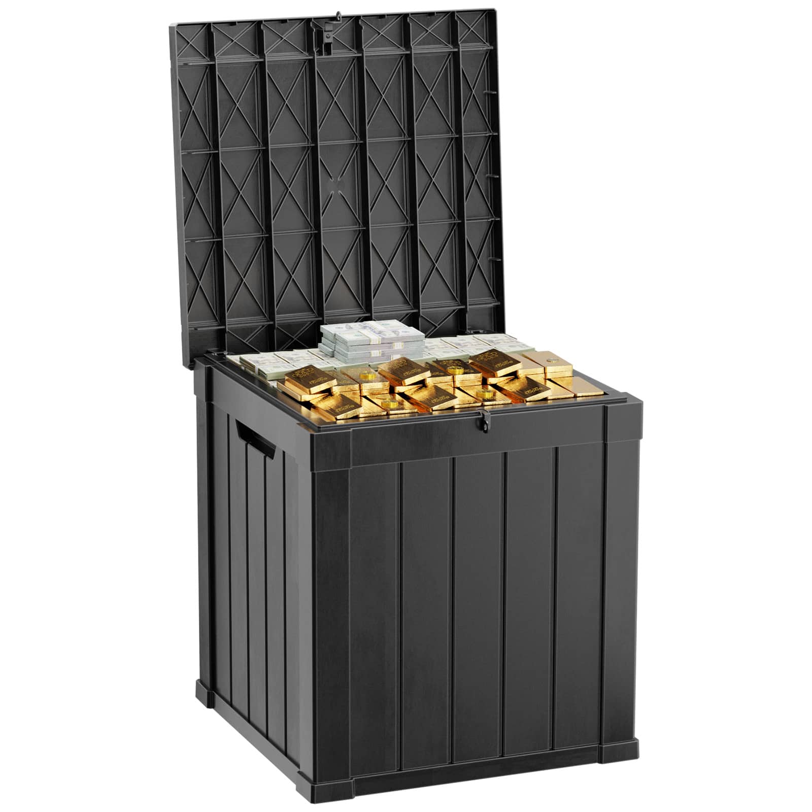 Chery Life - 50 Gallon Outdoor Storage Lockable Deck Box for Patio Cushion, Garden Tools - Black