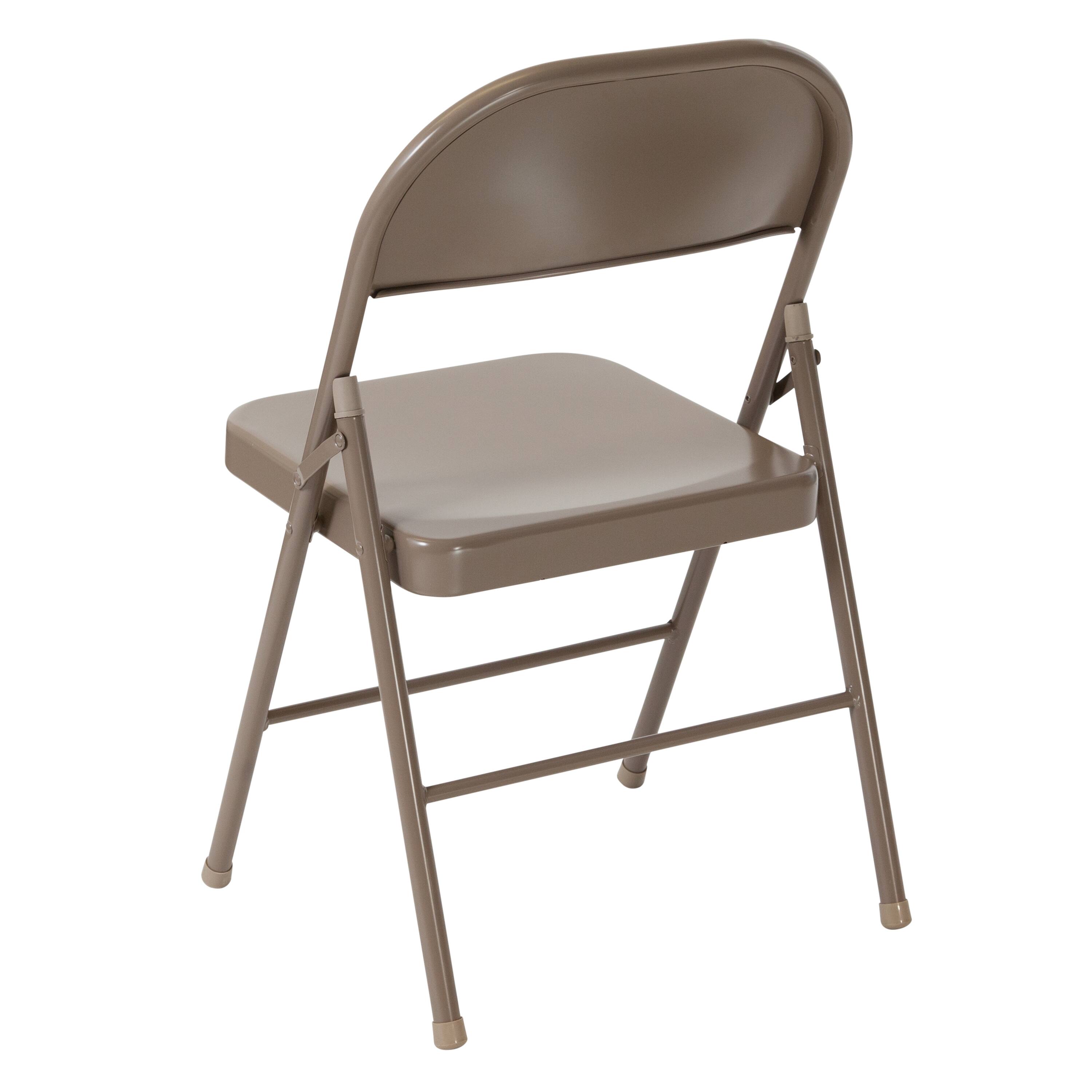 Alt View 8. Emma + Oliver - 4 Pack Double Braced Commercial Party Events Steel Metal Folding Chair - Beige.