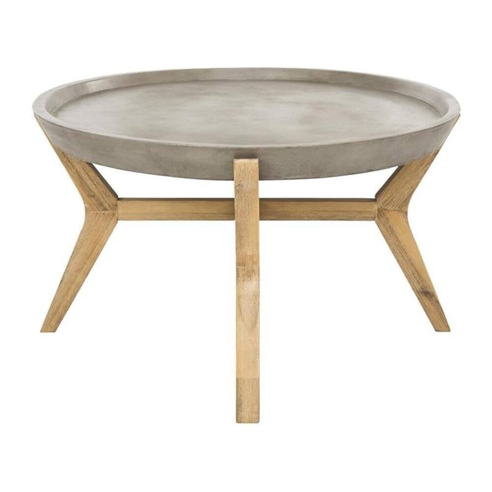 Angle. Safavieh - Hadwin Indoor/Outdoor Modern Concrete Oval 31.5-Inch Dia Coffee Table - Gray.