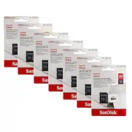 7x Sandisk Ultra 256GB 100MB/s Class 10 Micro SDXC Memory Card with SD Adapter