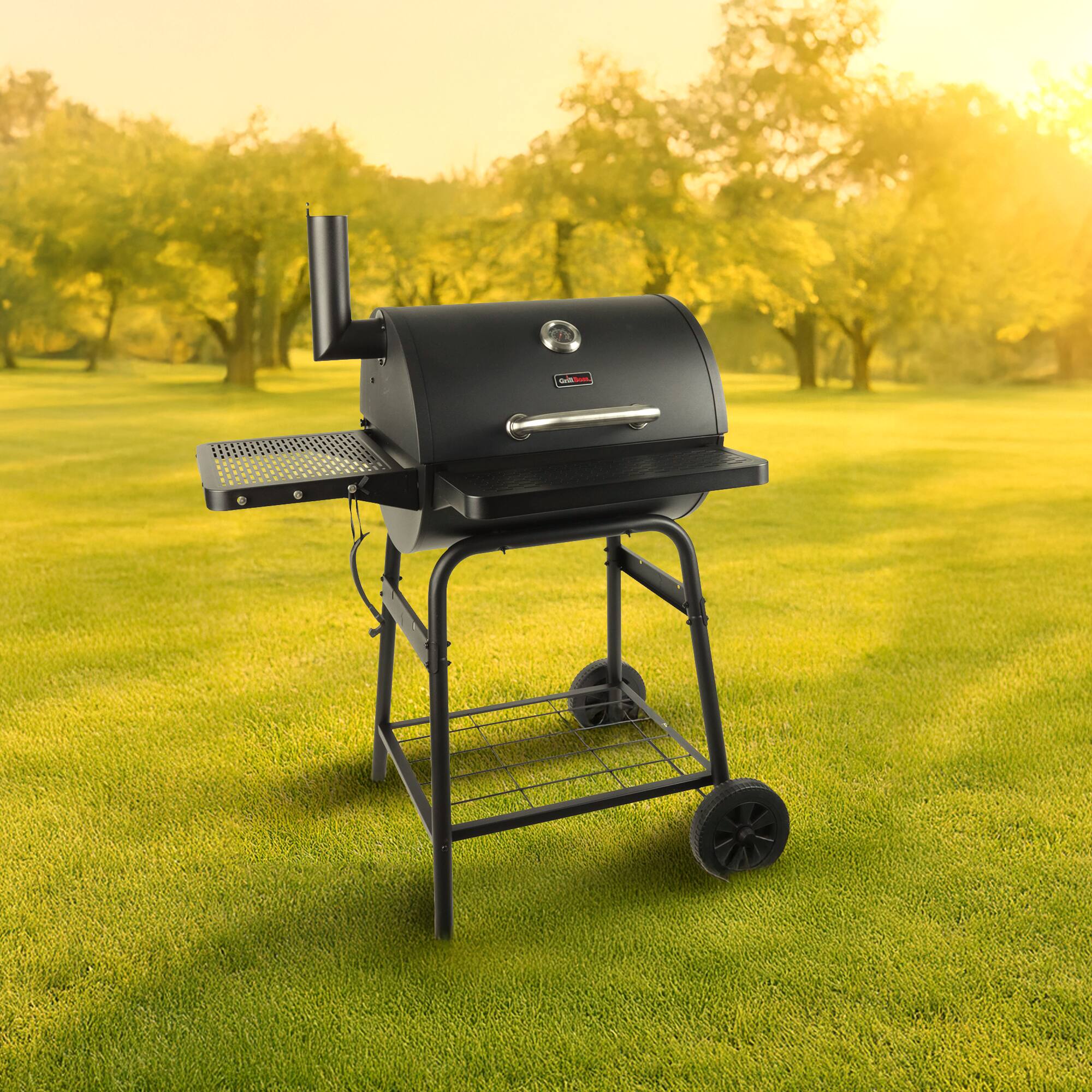 Alt View 4. Grill Boss - Grill Boss 23" Charcoal Barrel Grill, Adjustable Grate Large Cooking Area, Black - Black.