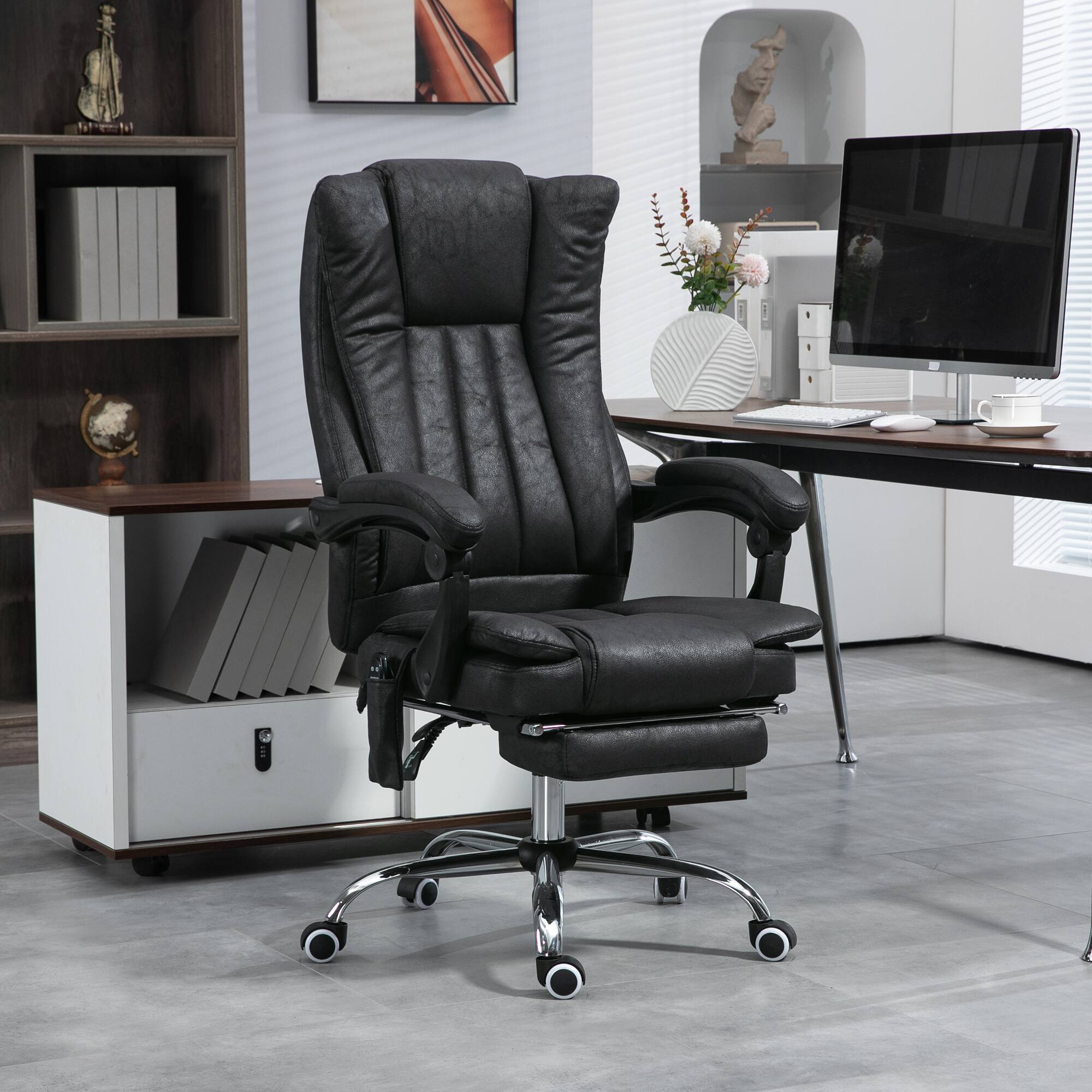 Alt View 1. Vinsetto - Office Chair, 6 Points and Heat, Reclining Computer Chair with High Back - Black.