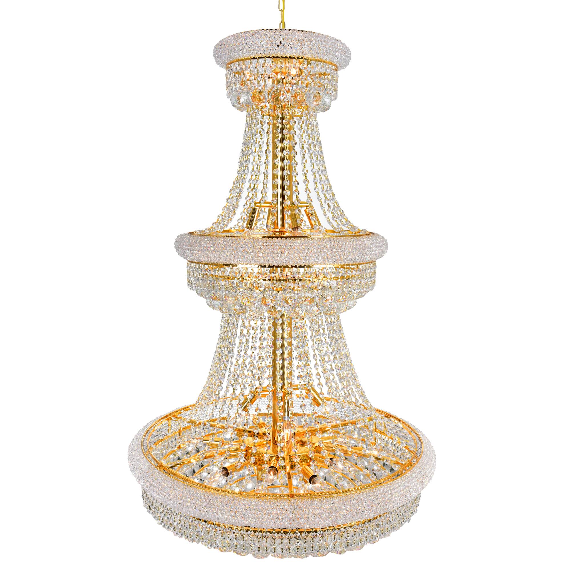 Angle. CWI Lighting - Empire 32 Light Down Chandelier With Gold Finish - Gold.