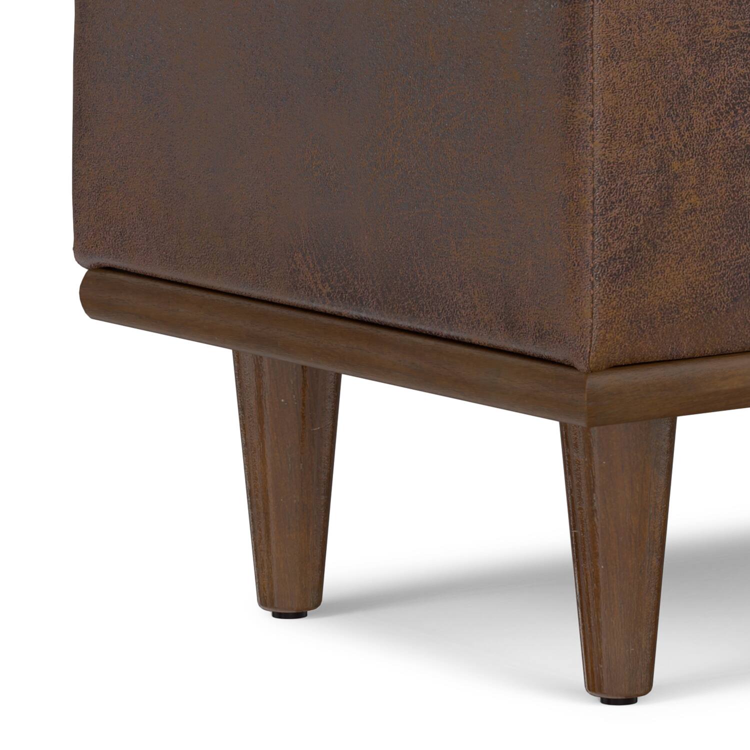 Alt View 8. Simpli Home - Shiloh 26 inch Wide Transitional Contemporary Storage Ottoman in Distressed Chestnut Brown Vegan Faux Leather, Assembled - Distressed Chestnut Brown.