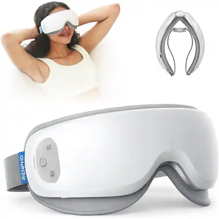 Front. Renpho - Eye Massager with Heat, Ultra-Quiet Lightweight Eye Mask for Migraines & Dry Eyes, Relax Reduce Strain Improve Sleep - White.