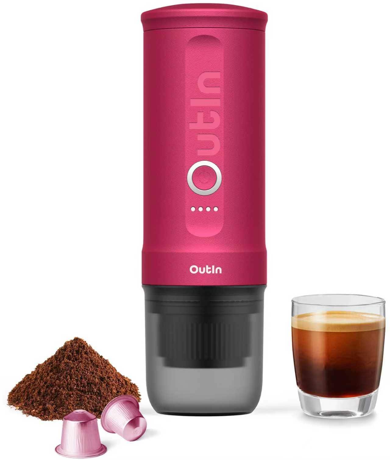 Outin - Nano Portable Electric Espresso Machine Single Serve Coffee Maker - Pink