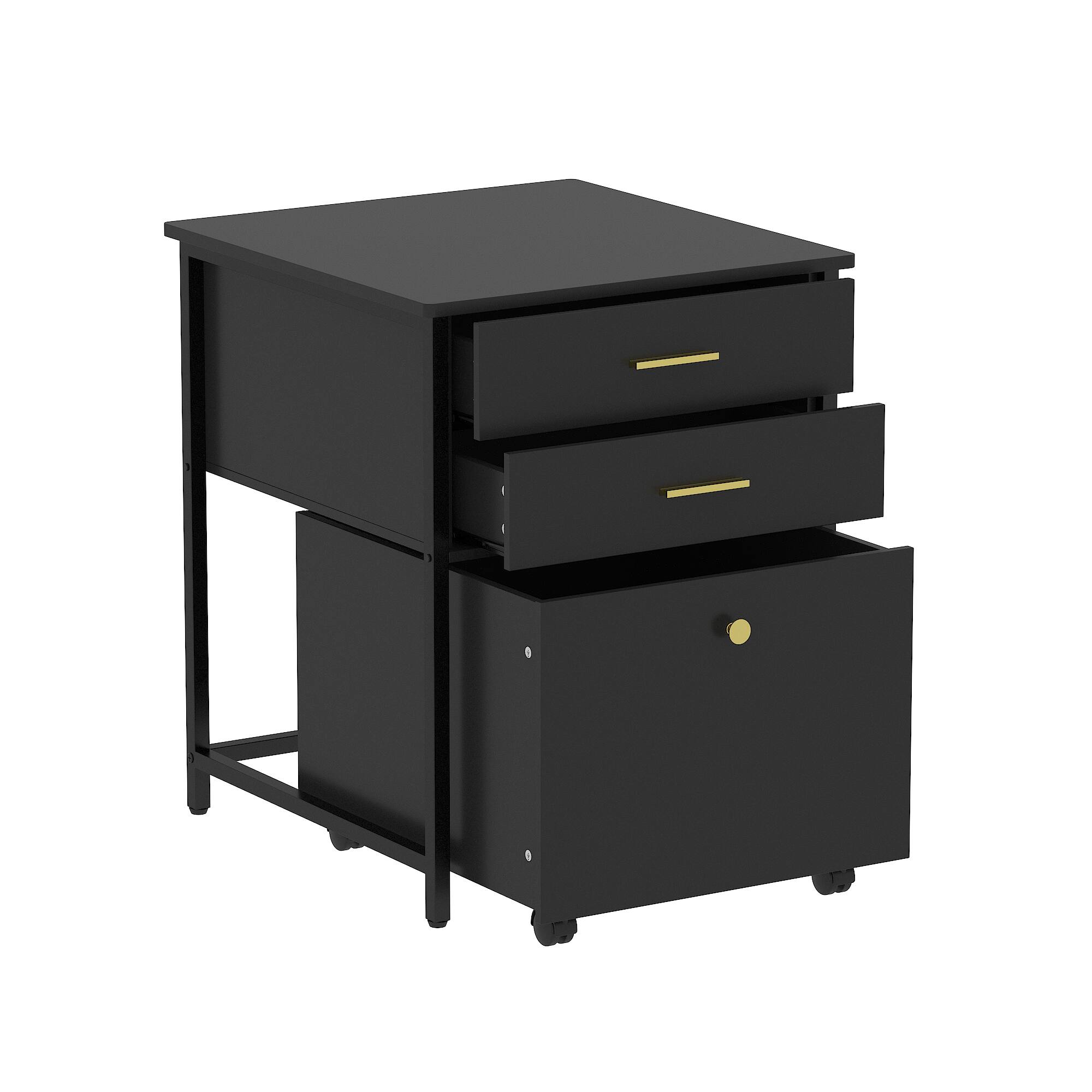 Left. Famapy - Multi - Functional Small Refrigerator Base Cabinet Versatile Storage for Kitchen Bathroom - Black.