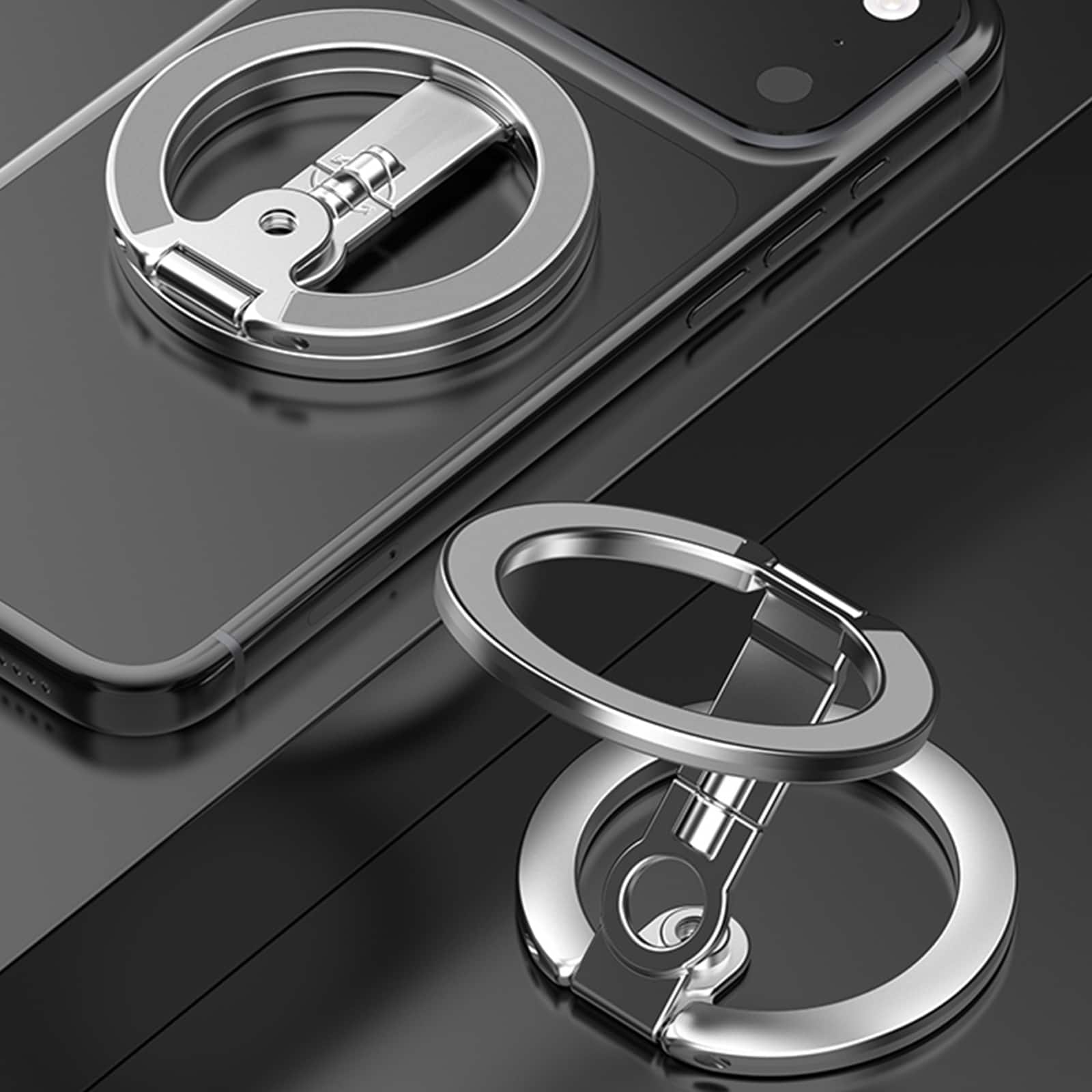 Dteck - Double Sided Magnetic Phone Grip Ring Holder for Apple iPhone 17 Pro Max Zinc Alloy 360 Rotation Folding Kickstand Mount - Silver price history on PriceWatchPro