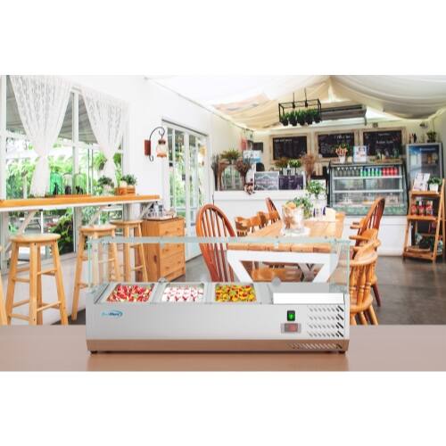 Alt View 5. Koolmore - 40 in. Three Pan Refrigerated Countertop Condiment Prep Station - SCDC-3P-SSL - Stainless-Steel.