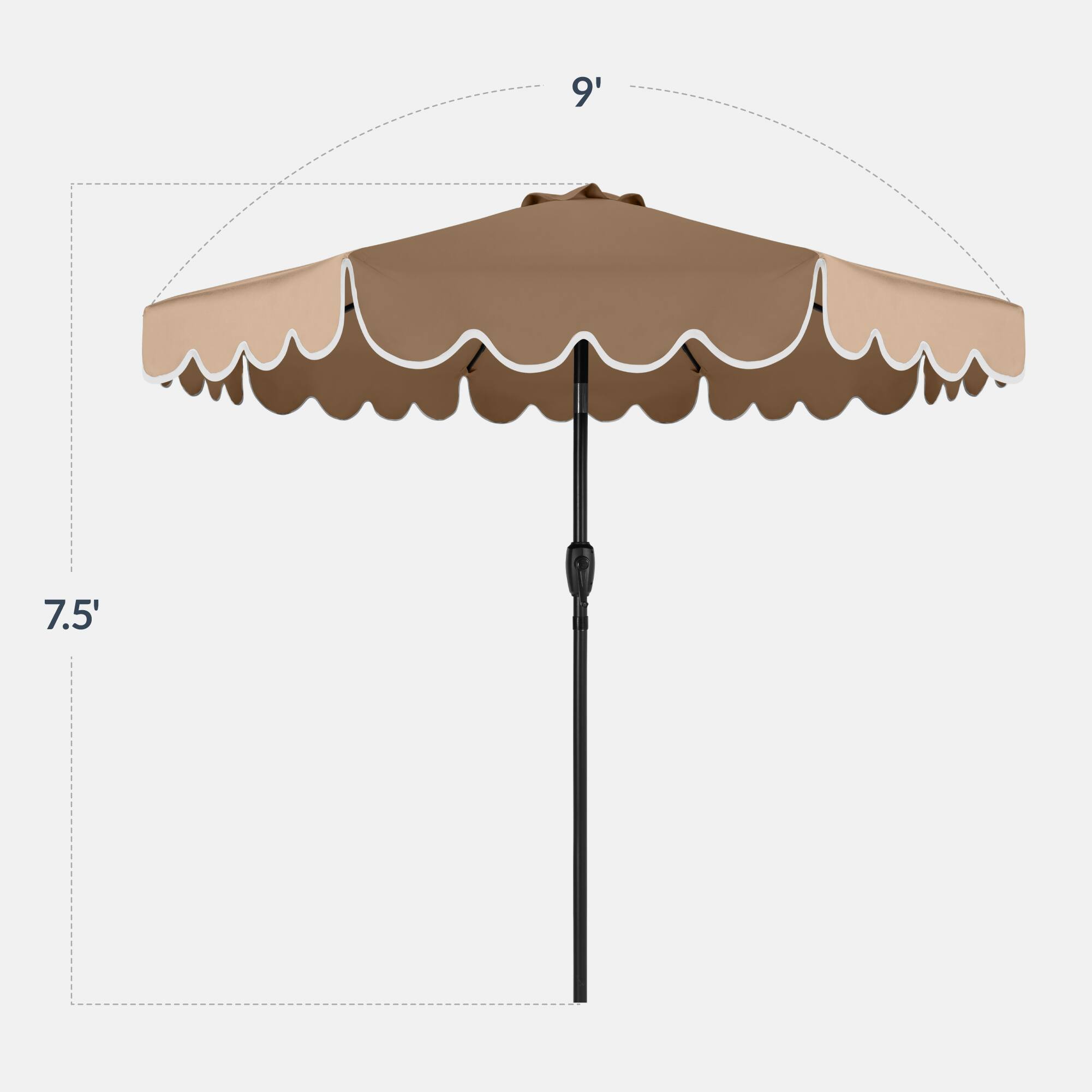 Alt View 1. Best Choice Products - Best Choice Products 9ft Patio Market Umbrella with Scallop Trim, Fade-Resistant, Crank & Tilt, Wind Vent - Tan - Tan.