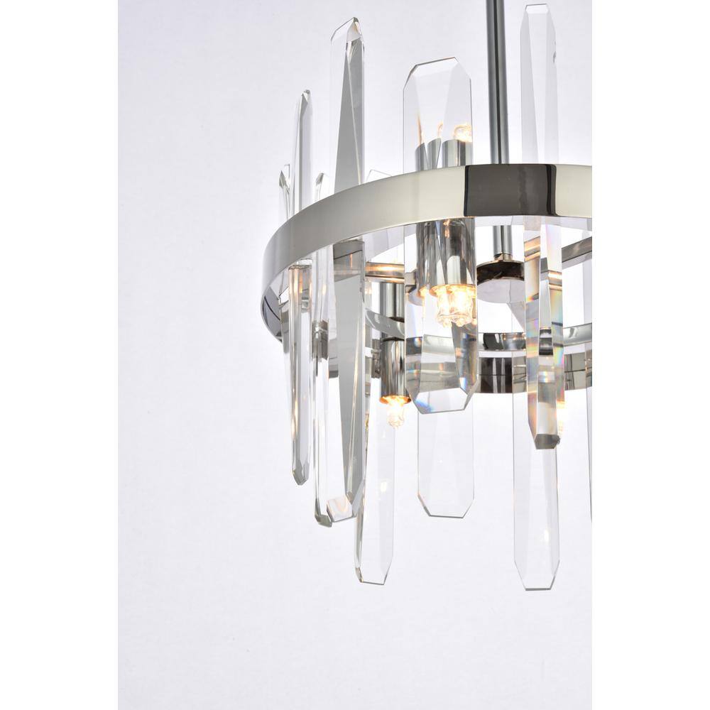 Alt View 3. Elegant Lighting - Serena 12 inch crystal round pendant in chrome - Chrome.