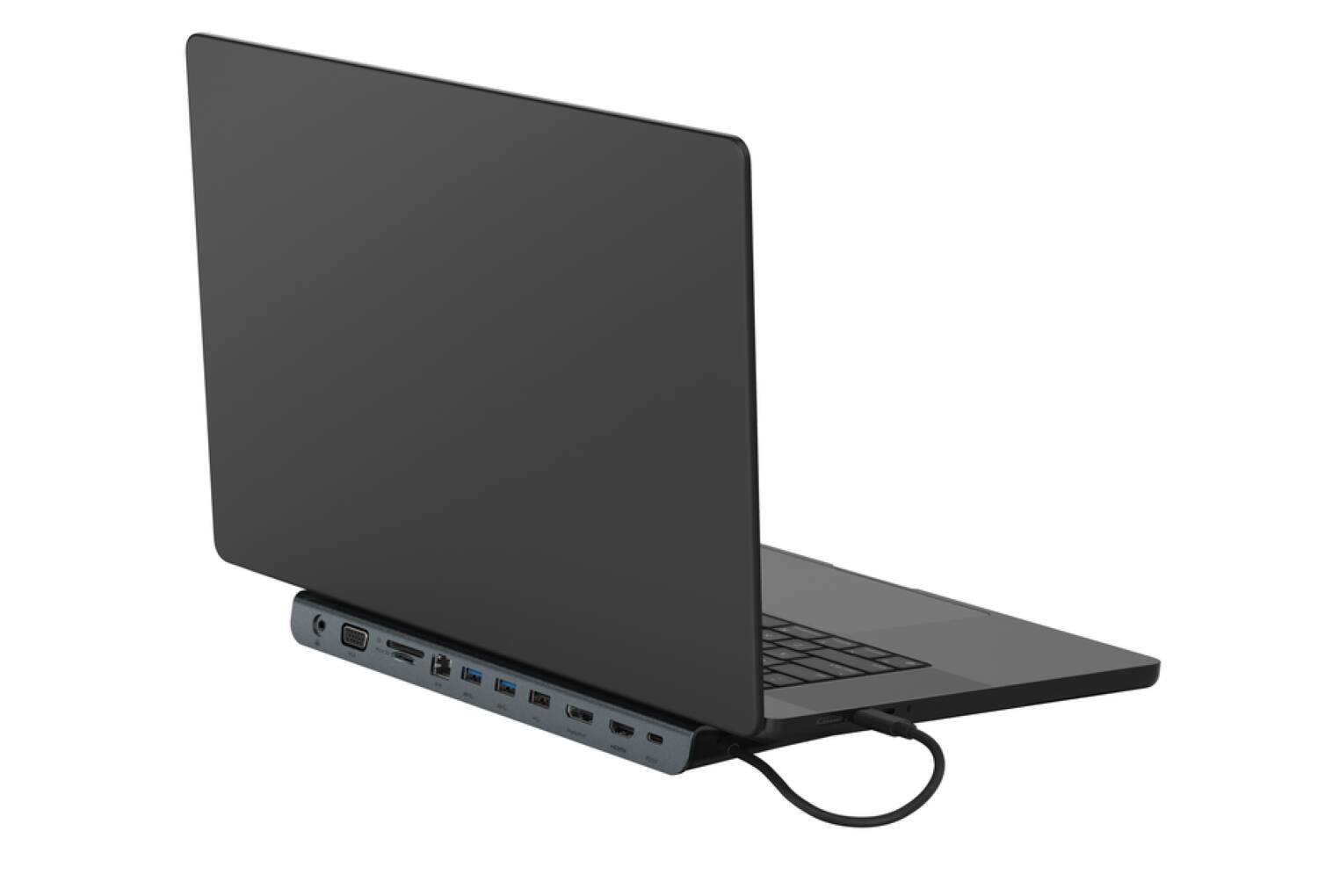 Alt View 3. Belkin - 11-in-1 USB C Hub with 4K HDMI, DP, VGA, 100W PD Docking Station for MacBook Pro, Air, and more - Dark Gray.