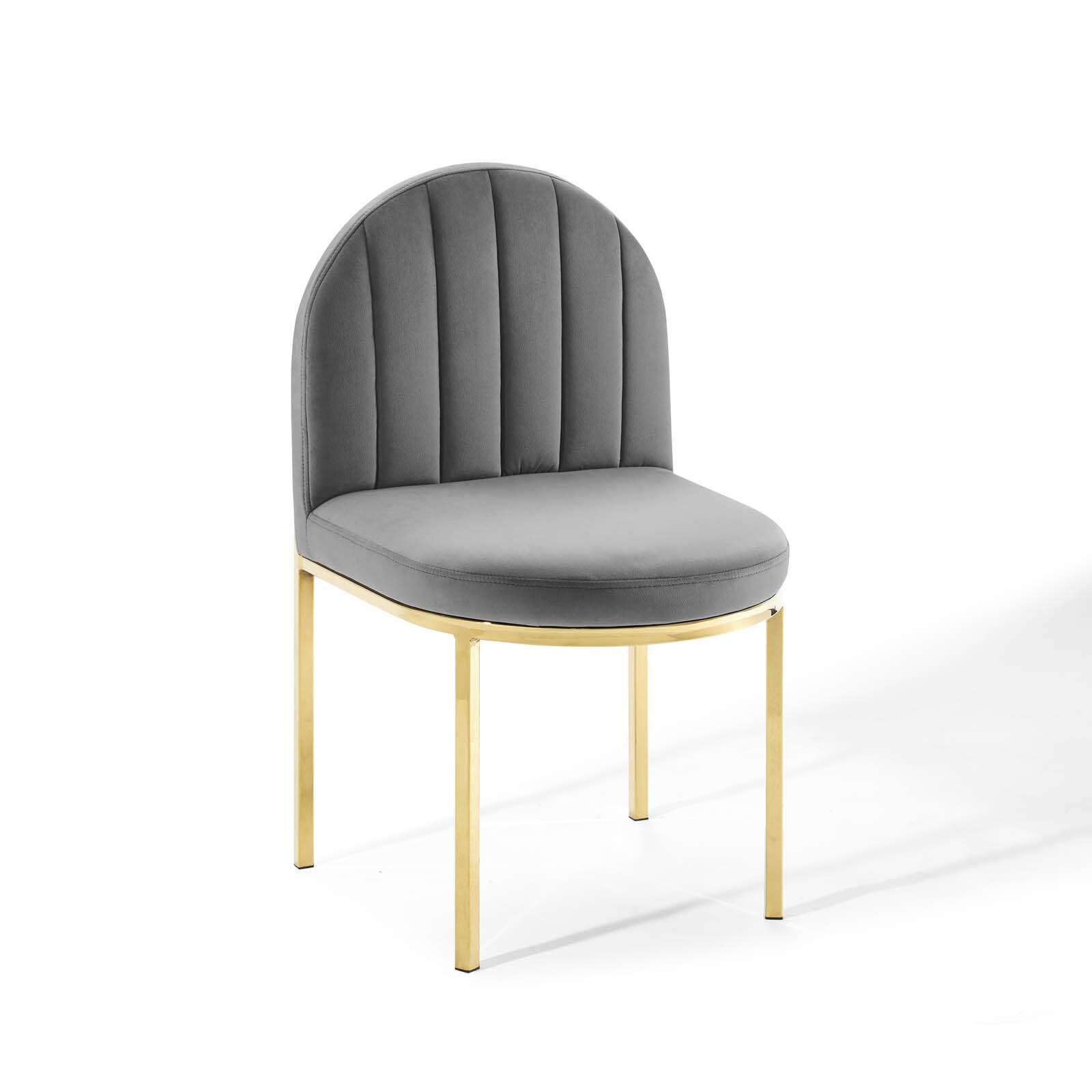 Angle. Modway - Isla Channel Tufted Performance Velvet Dining Side Chair by Modway - Gold Gray.