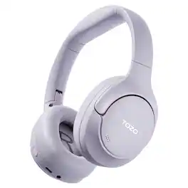 TOZO - HT2 Wired & Wireless Hybrid Active Noise Cancelling Over-the-Ear Headphones, Foldable, Adjustable Headband, Switch - Purple