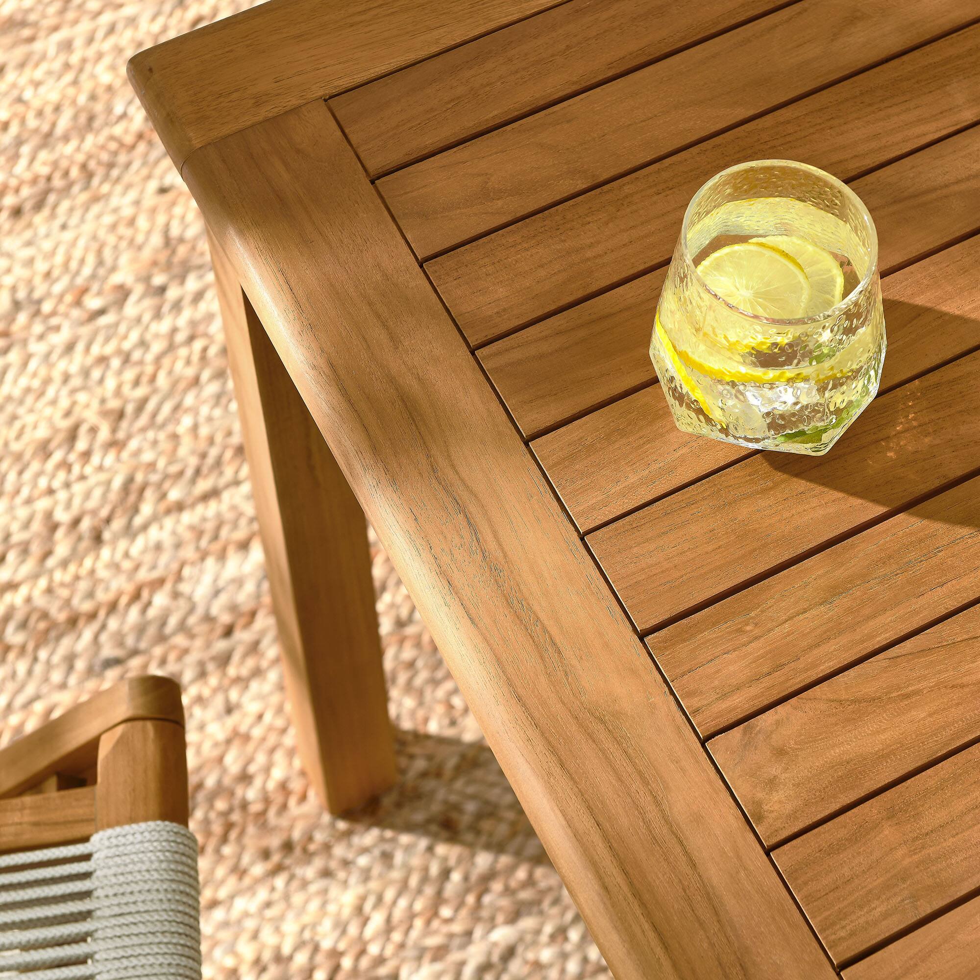 Alt View 2. Modway - Vienna 5-Piece Outdoor Patio Teak Wood Dining Set with Rope Folding Chairs by Modway - Natural Natural.