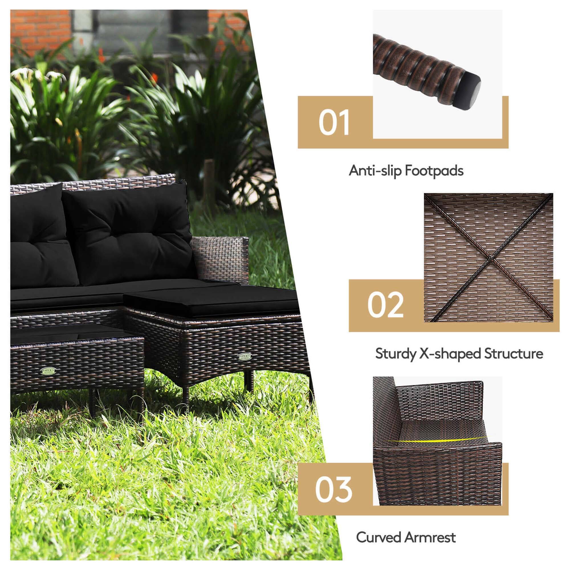 01 Anti-slip Footpads
02 Sturdy X-shaped Structure
03 Curved Armrest