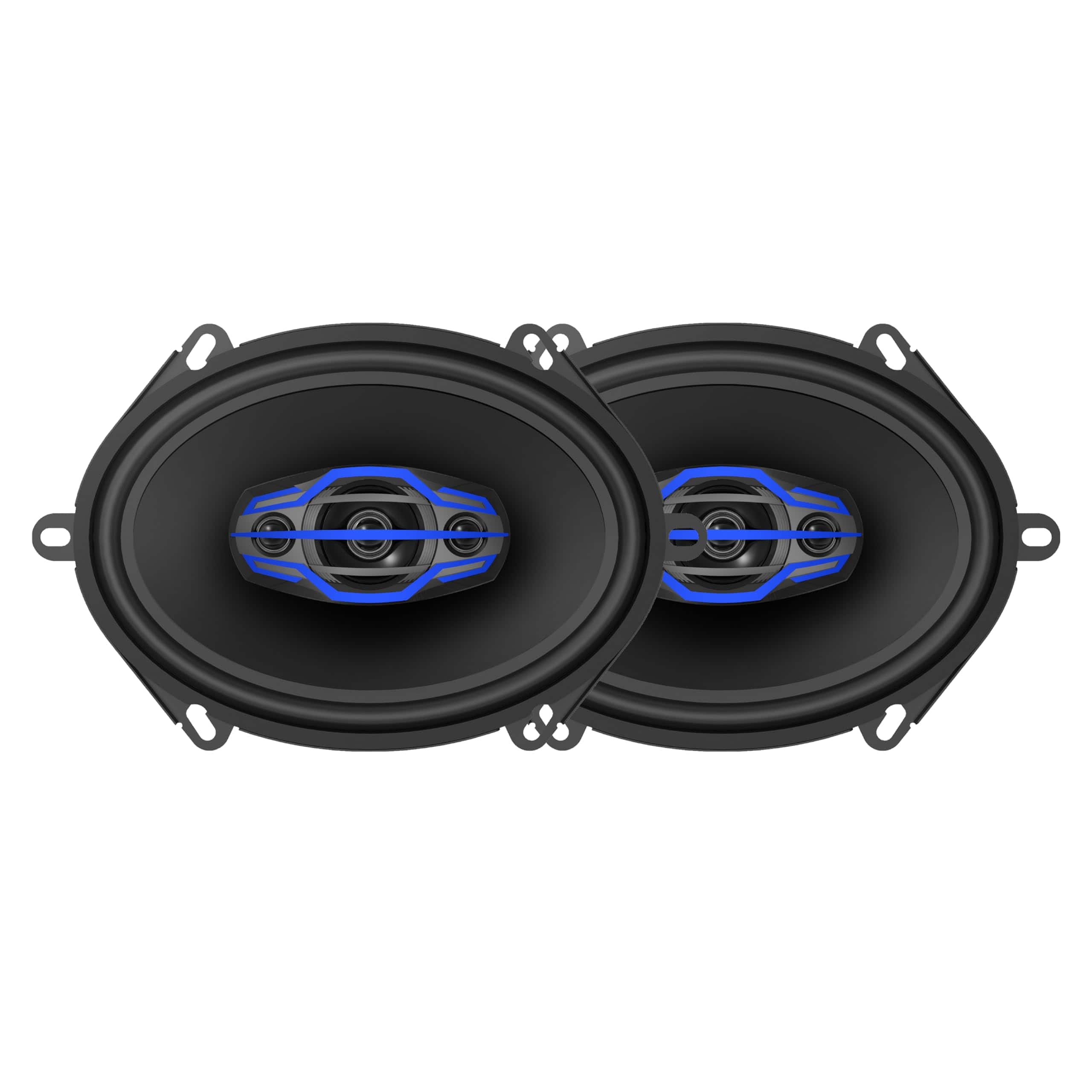 Jensen - JS6804 6x8" 4-Way Car Speakers Pair | 320W Peak | 35mm Mylar Balanced Dome Midrange | Two 15mm Piezo Tweeters - Black