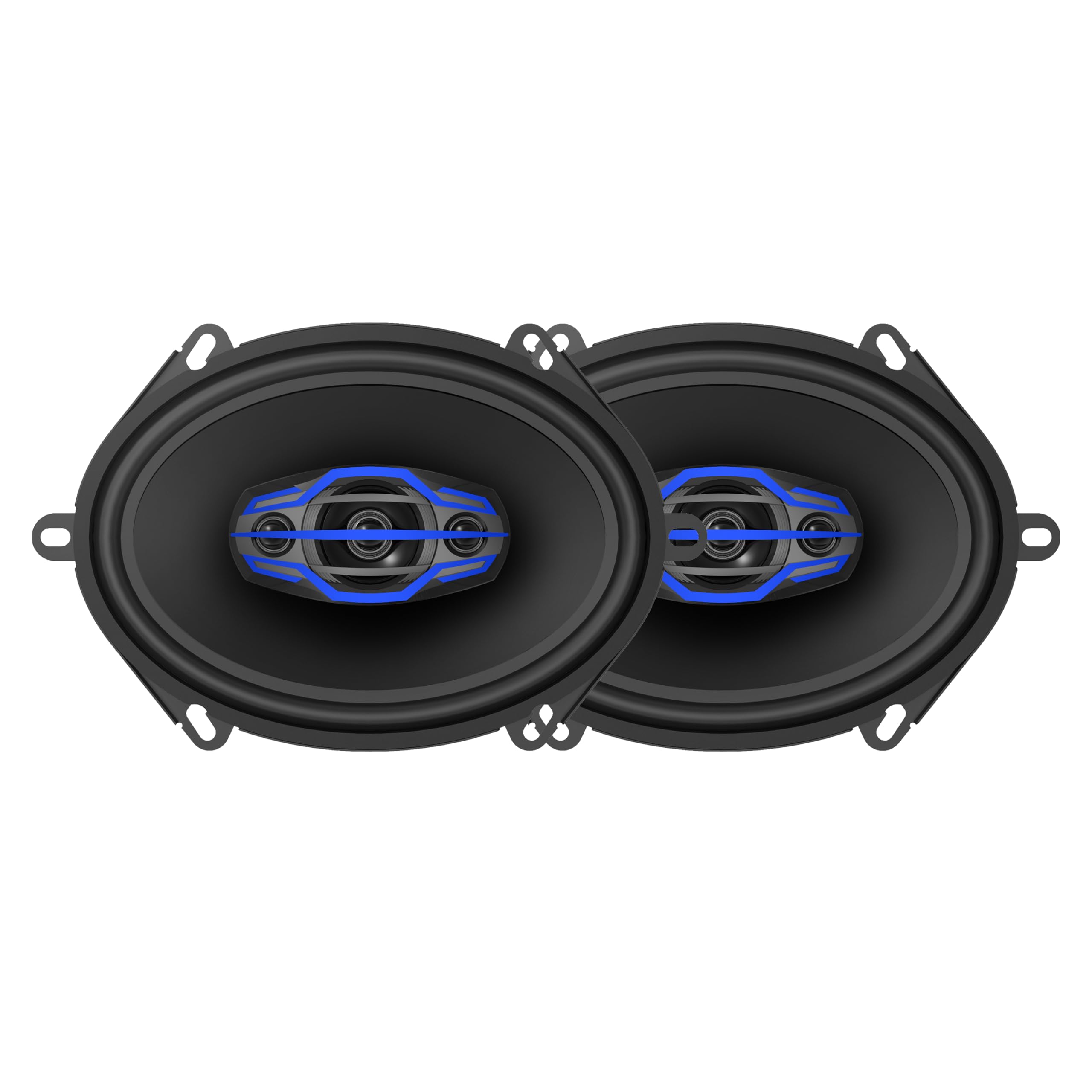 Front. Jensen - Jensen JS6804 6x8" 4-Way Car Speakers Pair | 320W Peak | 35mm Mylar Balanced Dome Midrange | Two 15mm Piezo Tweeters - Black.