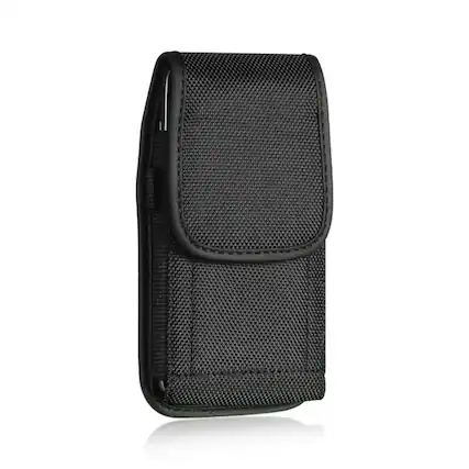 Front. LUXMO - LUXMO Small Universal Nylon Phone Pouch - Black - Black.