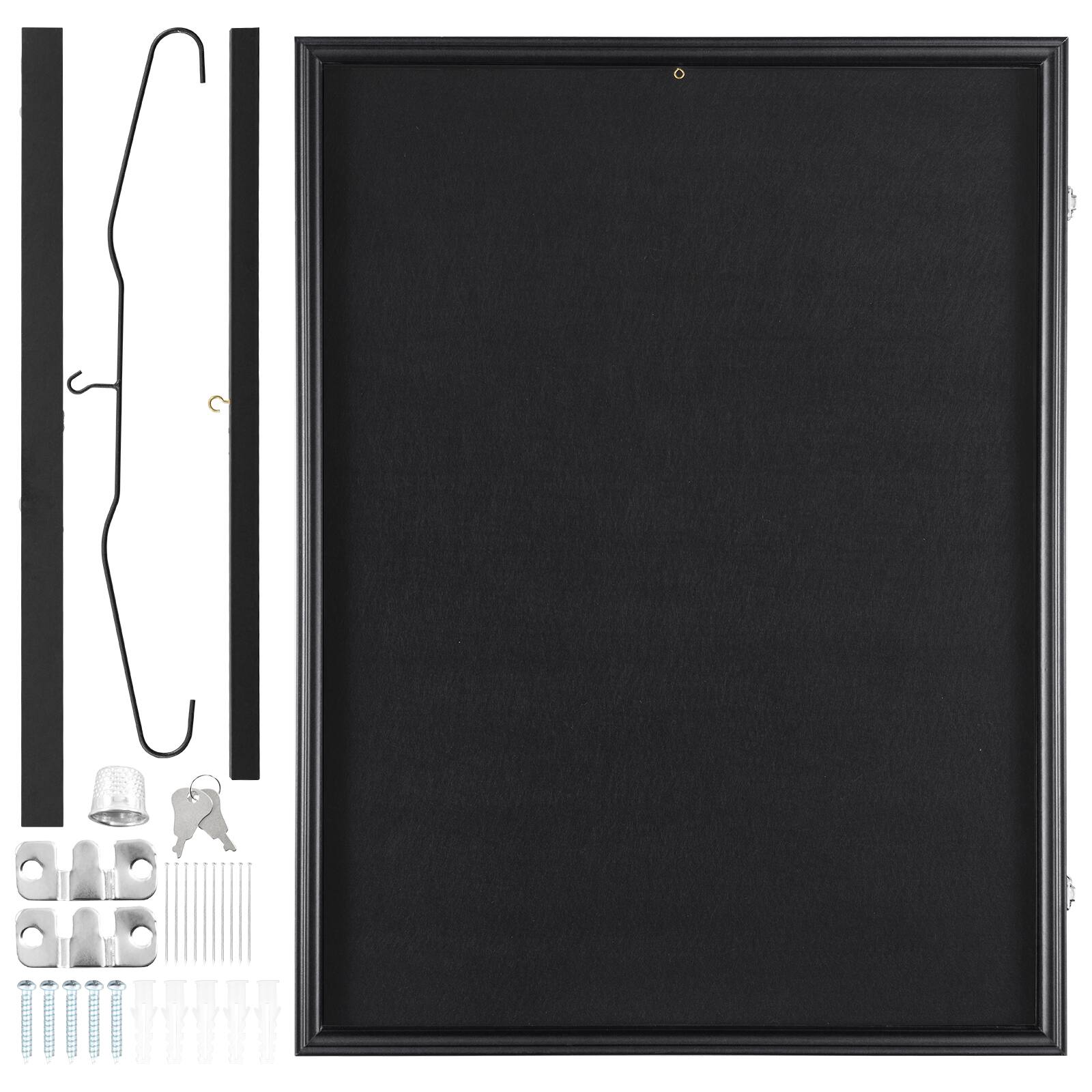 Alt View 5. VEVOR - Jersey Display Frame Case, 23.3 x 31.2 x 1.5 in, Large Lockable Sport Jersey Shadow Box with 98% UV Protection PC Glass - Black.