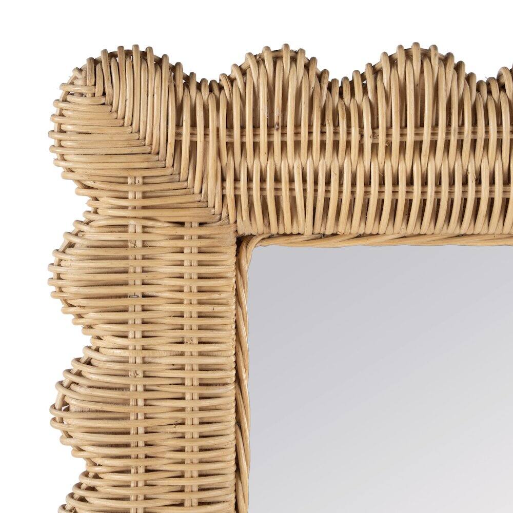 Alt View 1. Butler Specialty - Flora Rattan Scalloped Wall Mirror - Light Brown.