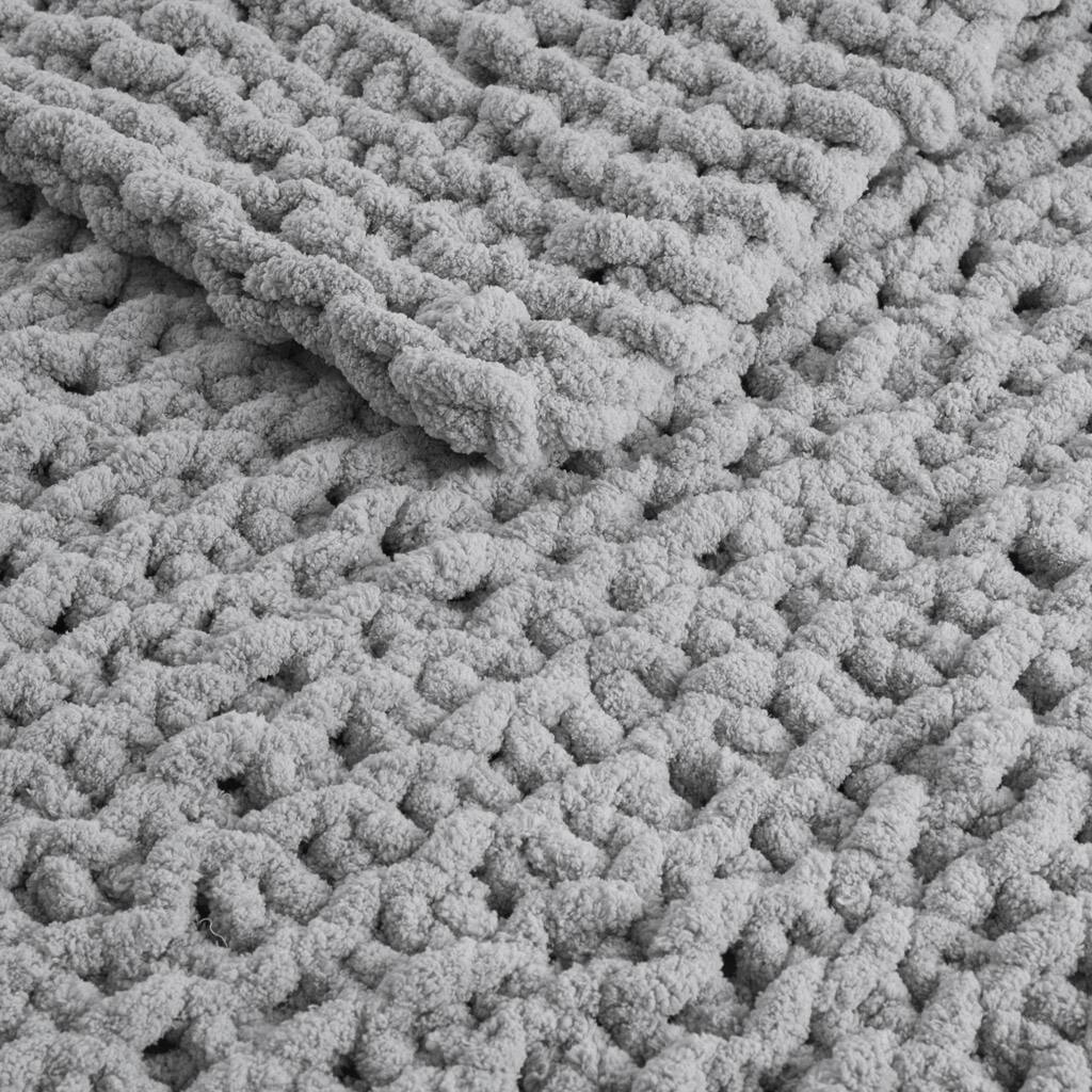Alt View 5. Gracie Mills - Gracie Mills Dana Handmade Chenille Chunky Knit Throw Blanket - Grey.