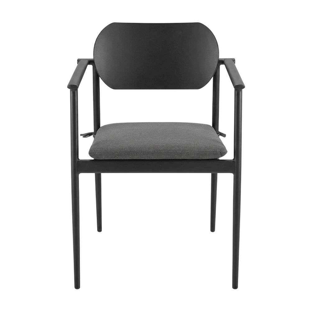 Back. Outdoor Escape - Stackable outdoor aluminum dining chairs set of 2, backrest, lightweight design - Gray.