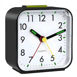 Kitcheniva - LED Desk Alarm Clock Non Ticking Battery Powered Alarm Clock - Black