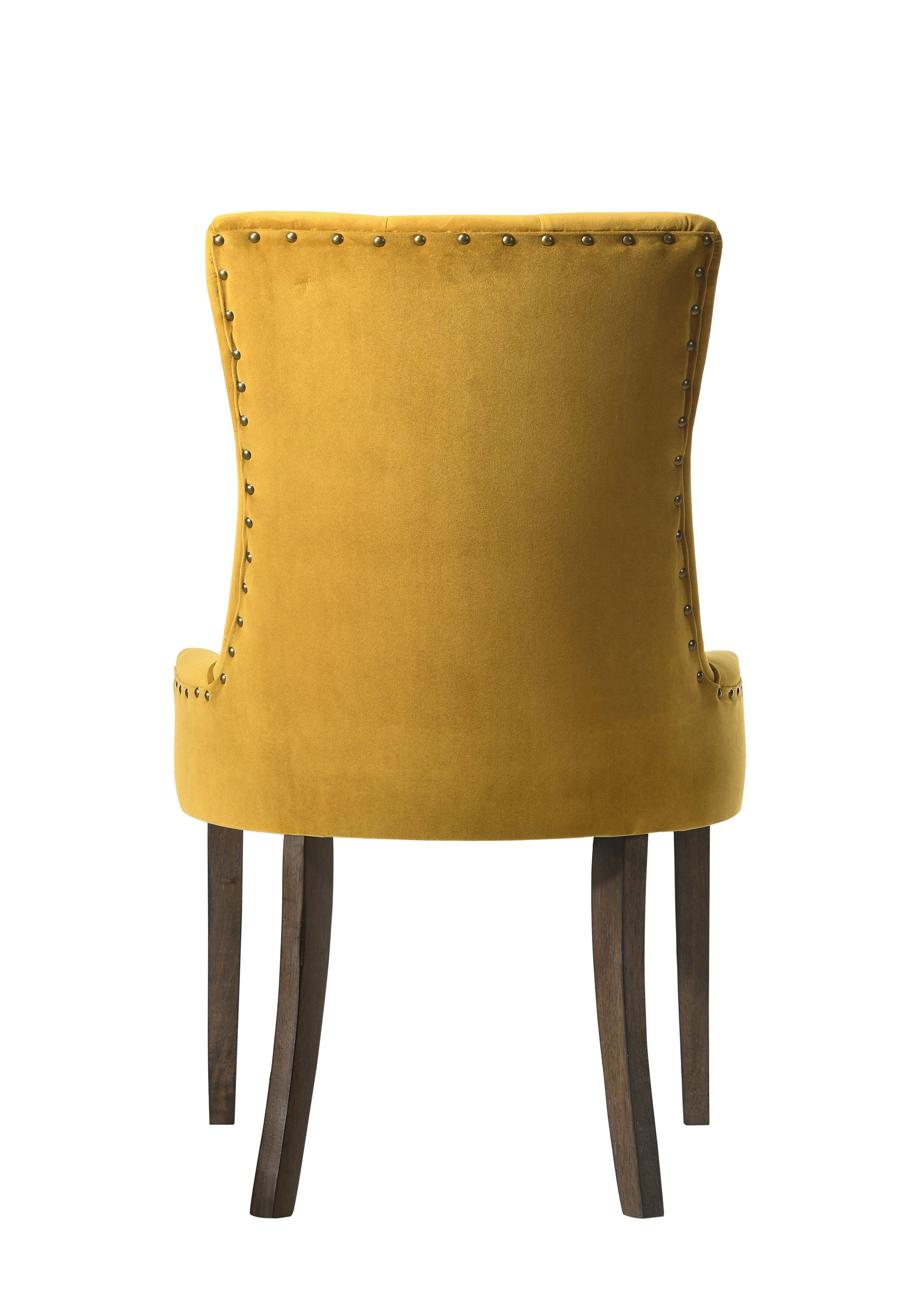 Alt View 2. Lirago - 24 Inch Side Chairs Set of 2 Velvet Upholstery Espresso Finish Stylish Dining Seating - Espresso,Yellow.