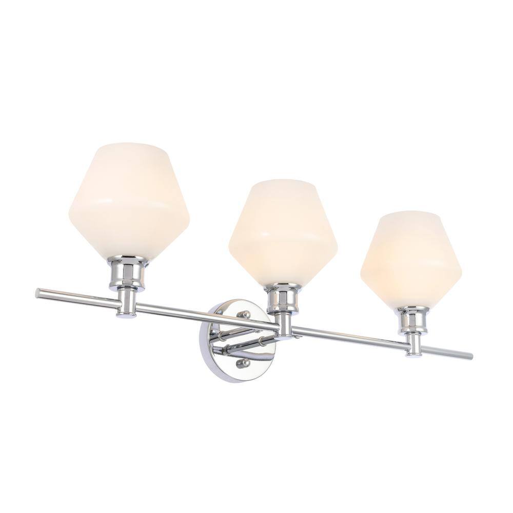 Alt View 6. Living District - Gene 3 light Chrome and Frosted white glass Wall sconce - Chrome And Frosted White Glass.