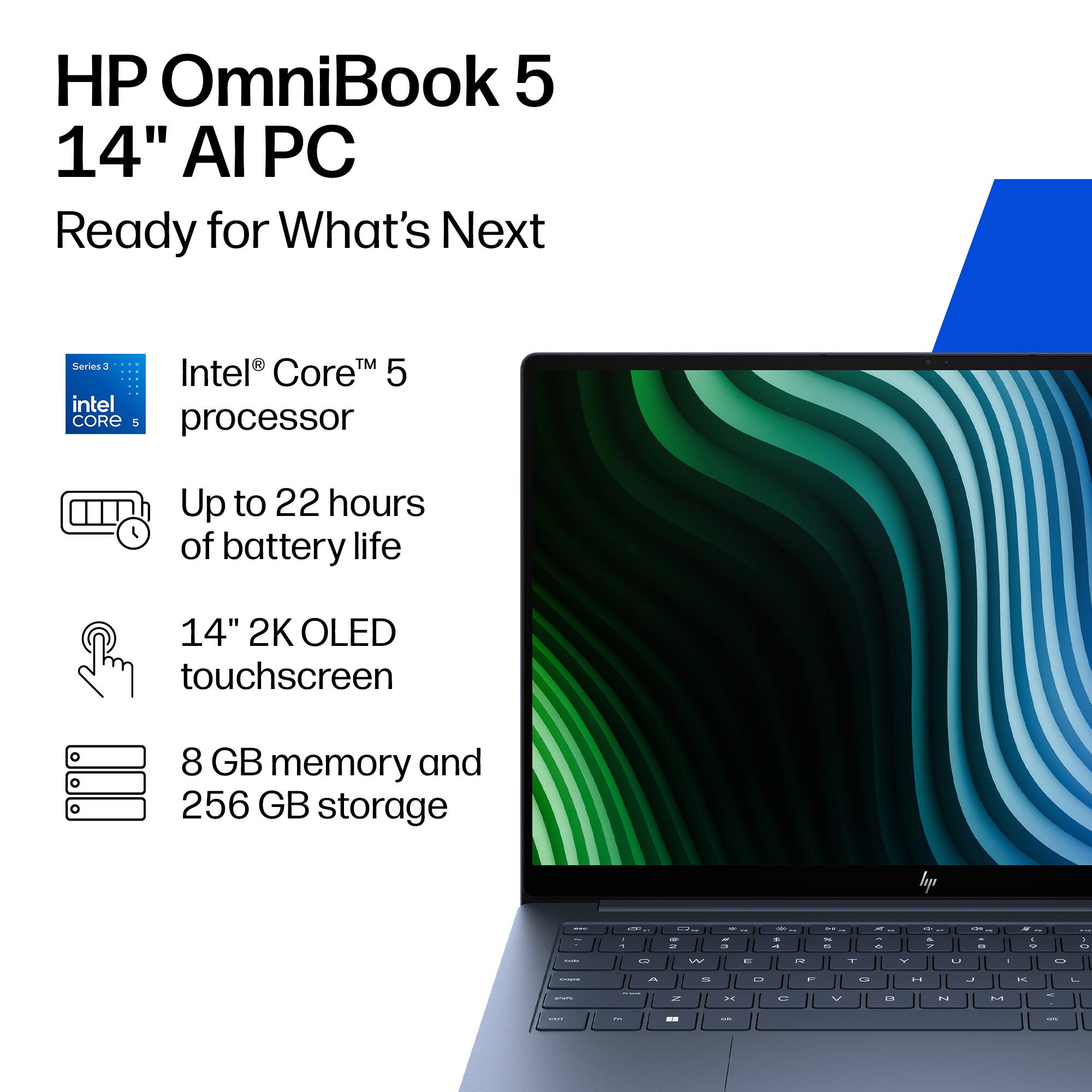 HP Omnibook 5 14” 2K OLED Touchscreen Laptop Intel Core 5 Series 3 ...