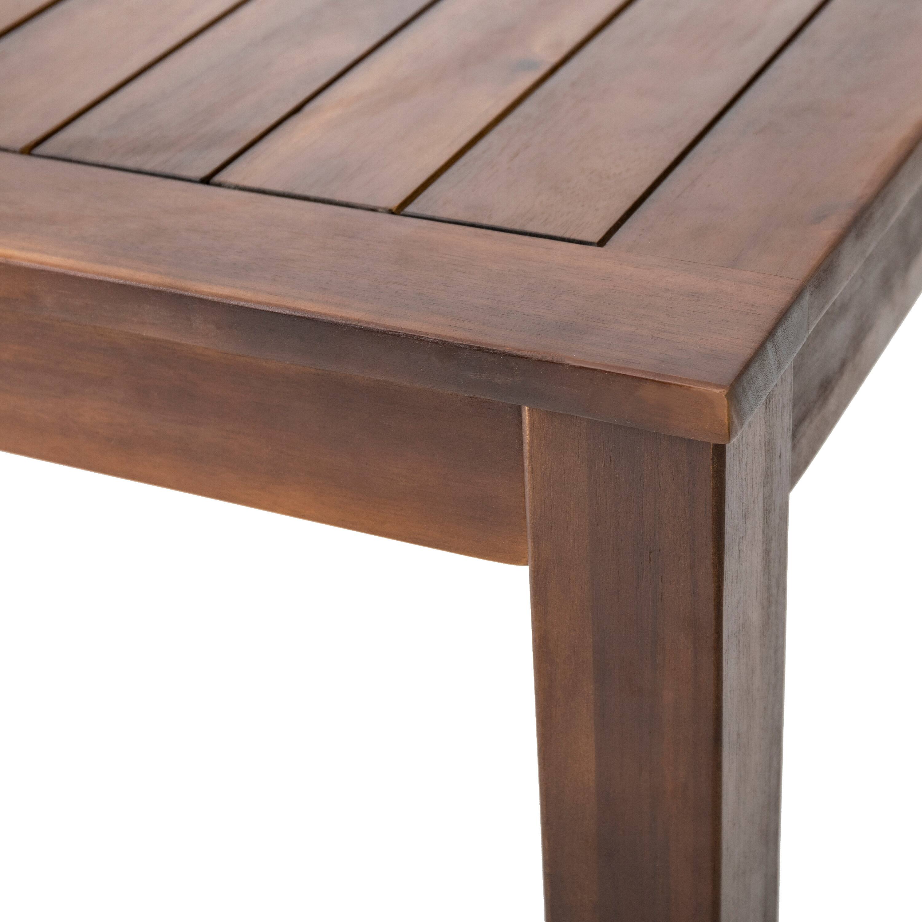 Alt View 4. Mondawe - Acacia Wood Outdoor Table and Bench Set - Dark Brown.