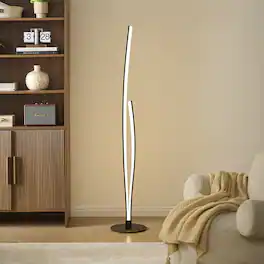 Kings Brand Furniture - Modern LED Floor Lamp with Foot Switch, 24W, Black