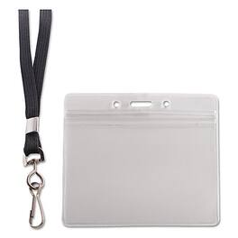 Advantus - Resealable Id Badge Holder with Lanyard, Horizontal, 3 3/4" x 2 5/8", Clear, 20/Pack (91132) - Black and Clear