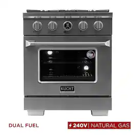 30 in. 4.2 cu. ft. Dual Fuel Range, 4 Burners, NG, Stainless Steel, Kucht Horus Thermostat - Stainless Steel