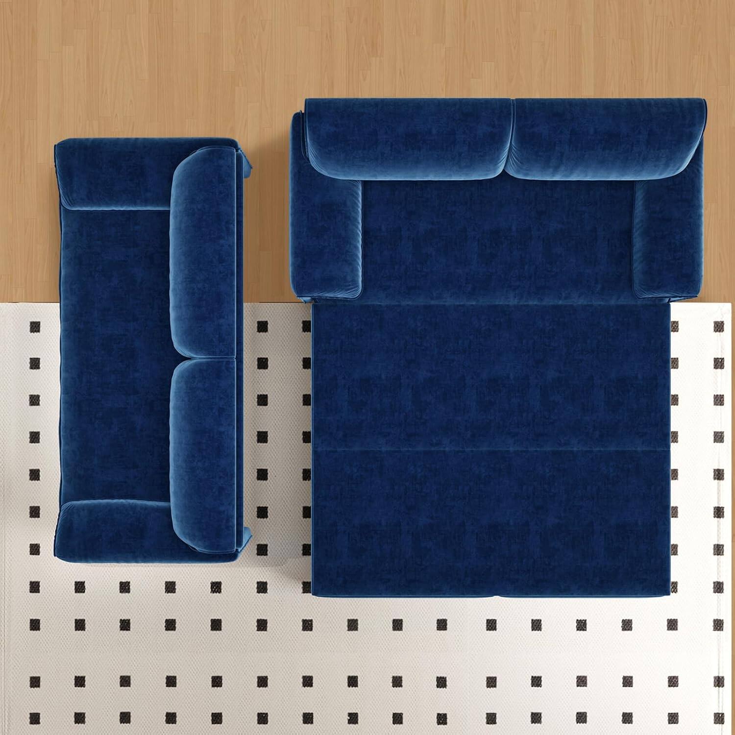 Alt View 1. Trinkets Crazed - 66" Queen Size Sofa Bed, 3 in 1 Convertible Pull Out Sleeper Sofa with Thicked Cushions and Side Storage - blue.