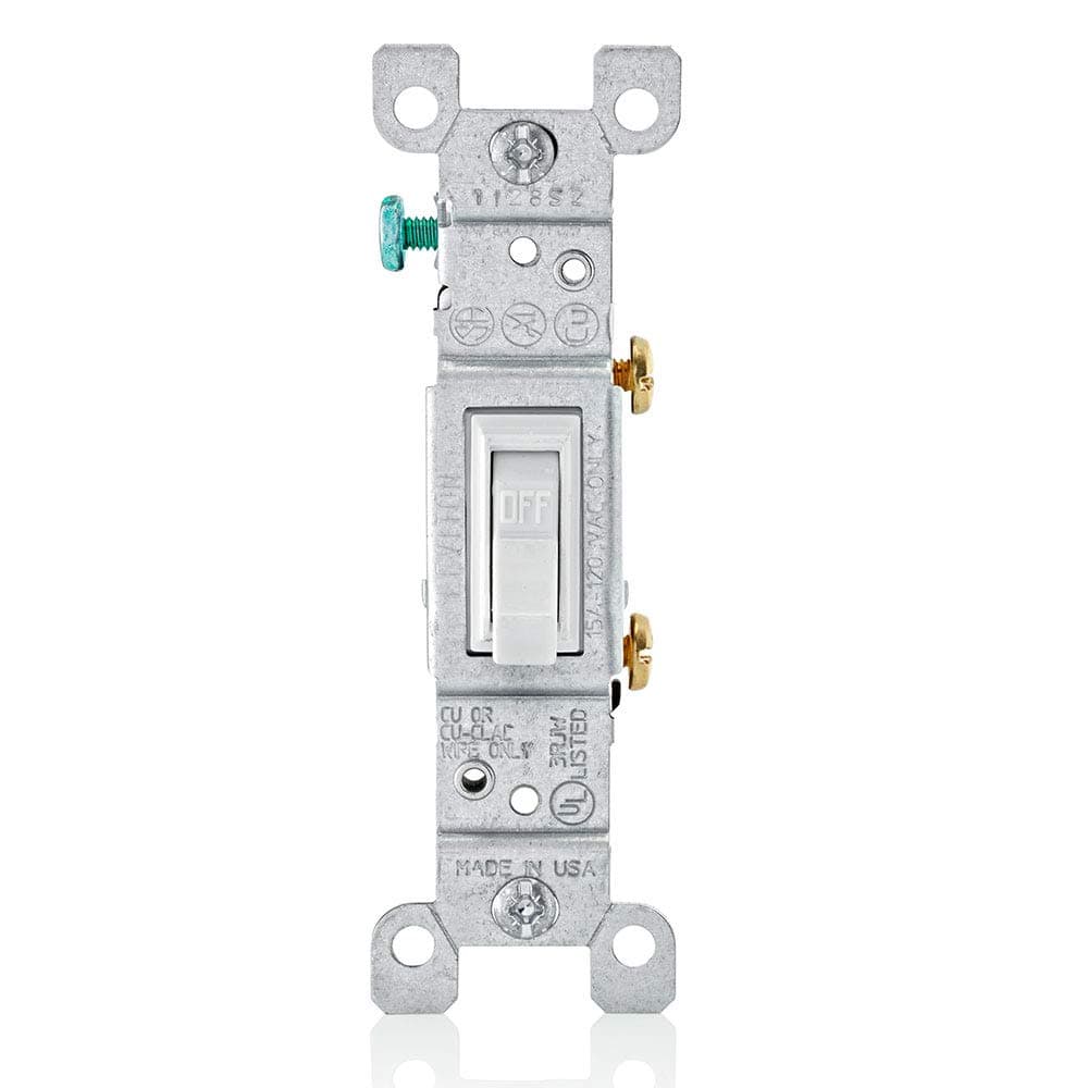 Leviton - 15 Amp 120 Volt Toggle Framed Single-Pole AC Quiet Switch, Residential Grade, Grounding, 10-Pack (1451-2WM) - White