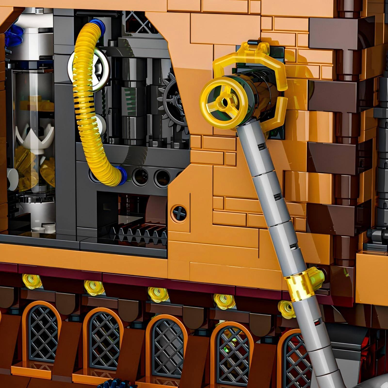 Alt View 7. Lumibricks - Steampunk Moving Castle Lighting Building-Bricks Set, 2690 Pieces, Gear Mechanisms, Collectible Display Model, Ages 16+.