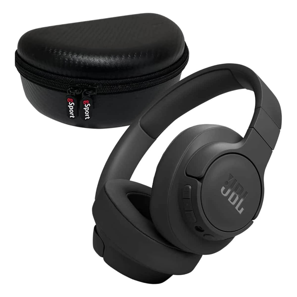 JBL - Tune 770NC Wireless Over Ear Noise Cancelling Headphone with gSport Carbon Fiber Case - Black
