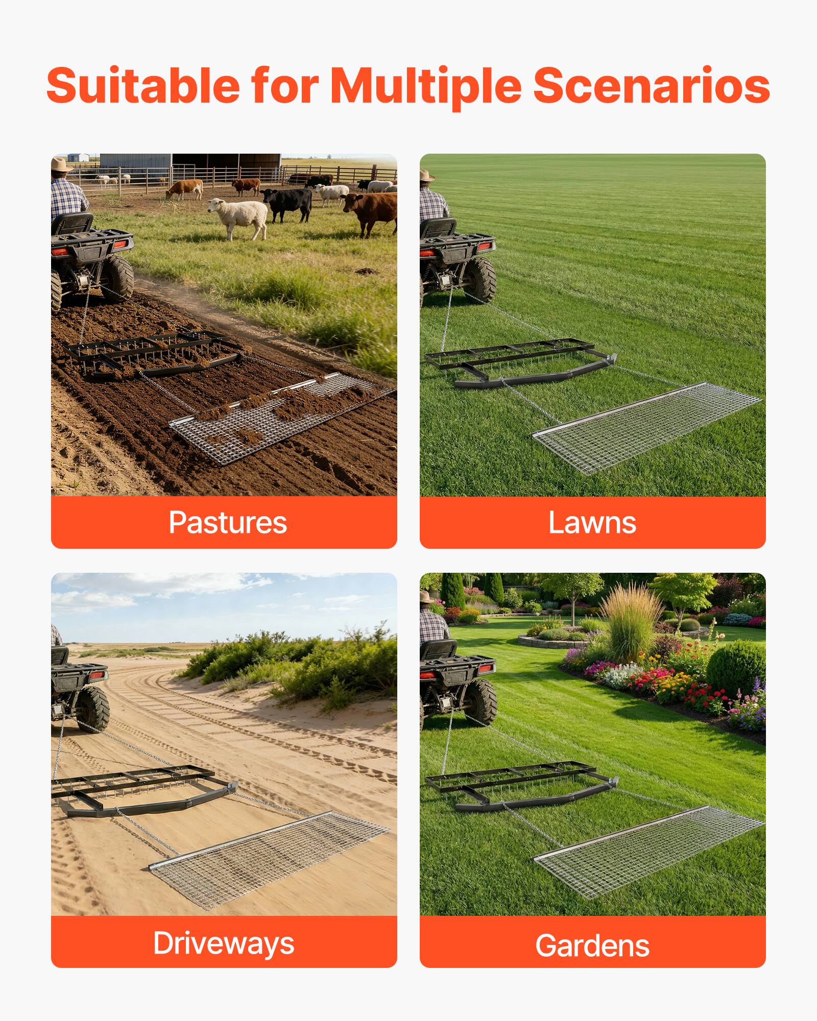 Suitable for Multiple Scenarios

- Pastures
- Lawns
- Driveways
- Gardens