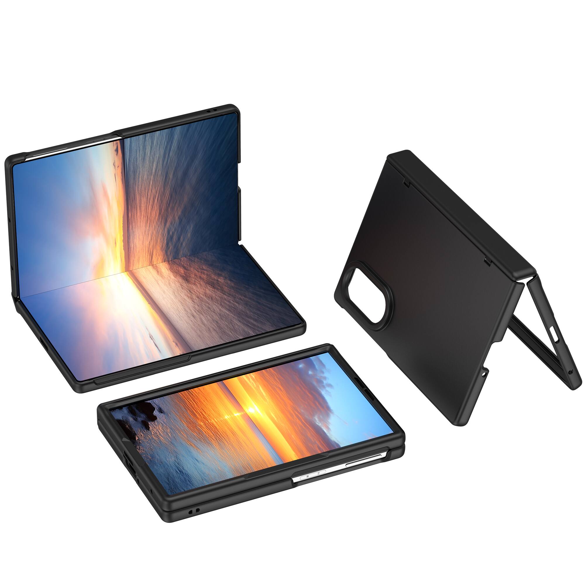 Back. Dteck - Magnetic for Samsung Galaxy Z Fold8 Case with Screen Protector, Compatible with MagSafe, Full Body Hinge Protection - Black.