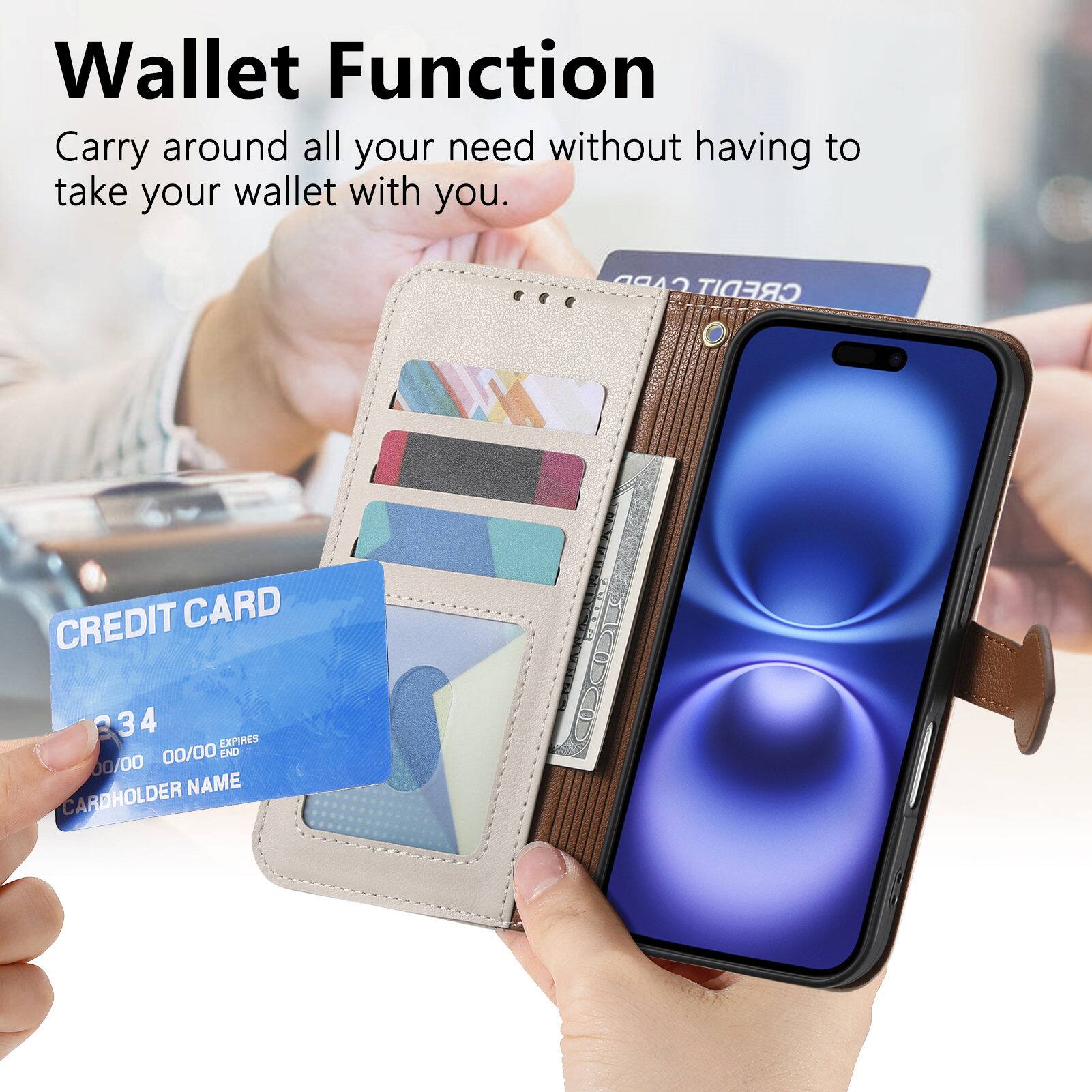 Wallet Function  
Carry around all your need without having to take your wallet with you.  

CARD CREDIT  
CREDIT CARD  
234 4  
EXPIRES 00/00  
END 00/00  
CARDHOLDER NAME