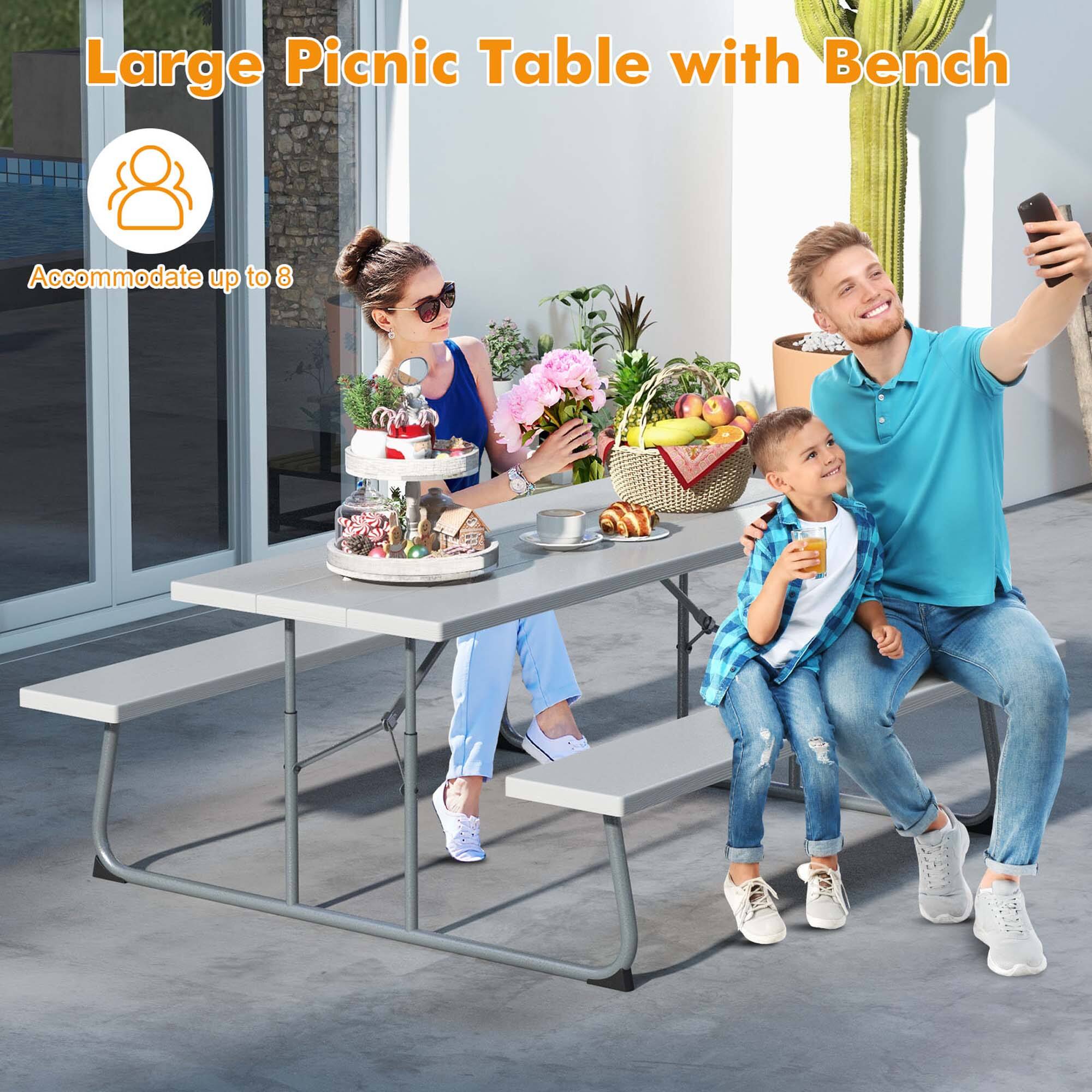 Large Picnic Table with Bench
Accommodate up to 8