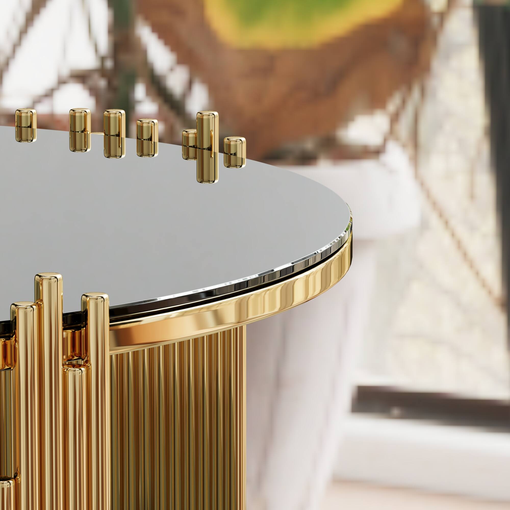 Alt View 3. APRILSOUL - Coffee Table with Dual Storage Modern Round Coffee Table with Hidden Compartment Adjustable Leveling - Black.