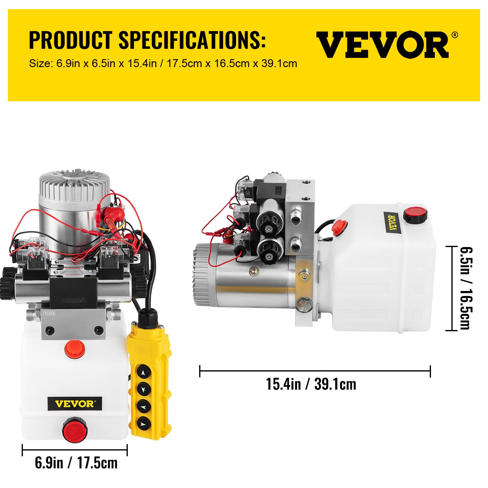 PRODUCT SPECIFICATIONS:  
VEVOR  
Size: 6.9in X 6.5in X 15.4in / 17.5cm X 16.5cm X 39.1cm