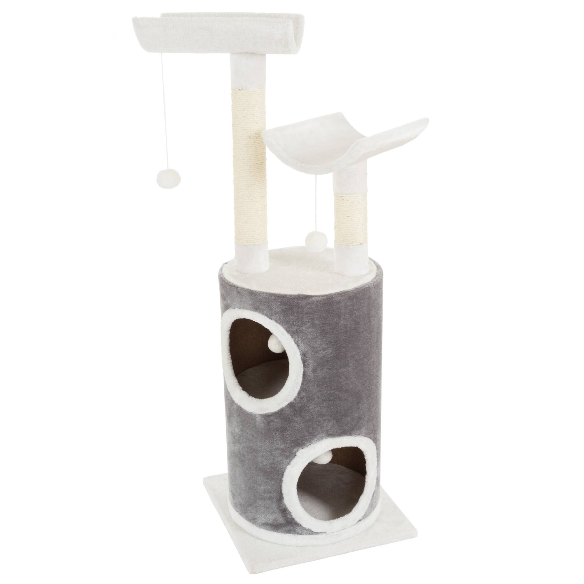 Alt View 4. PetMaker - 5-Tier Cat Tower with 2 Napping Perches, 2 Story Kitty Condo, 2 Sisal Rope Scratching Posts, Hanging Toys - Gray and White.