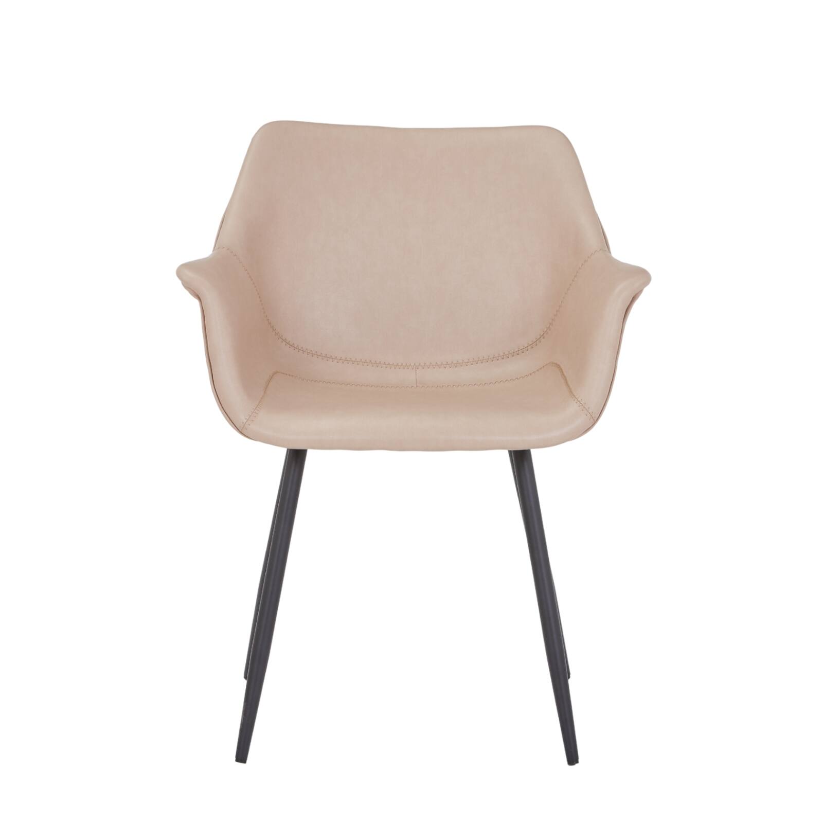 Alt View 6. LeisureMod - Markley 4-PCS Contemporary Distressed Leather Dining & Office Accent Chair - Iron Legs - Taupe.