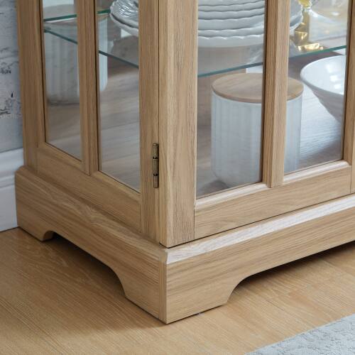 Back. LUCKY ONE - Freestanding Antique Curio Display Cabinet with Glass Doors Adjustable Shelves E26 Bulb for Collectibles - Oak.