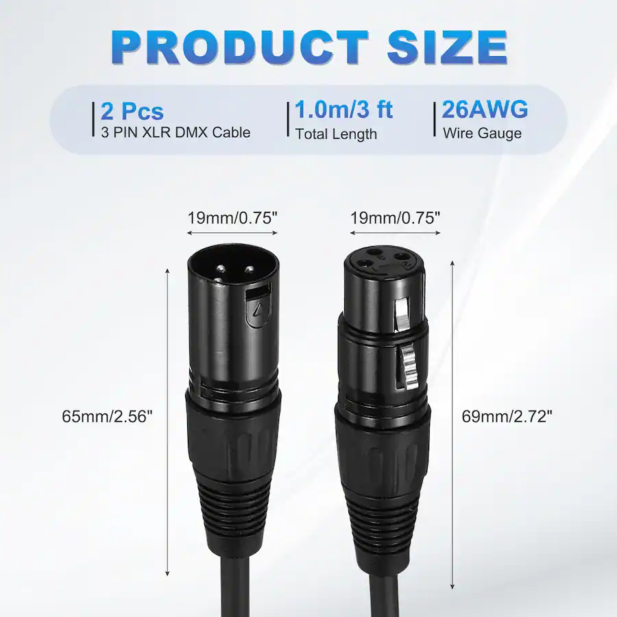 Stage Pin Light Unique Bargains 2pcs 3 Pin XLR Male to Female Mic Cable for Stage ...