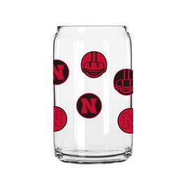 Logo Brands - Nebraska Huskers 16oz. Smiley Can Glass - Multicolor